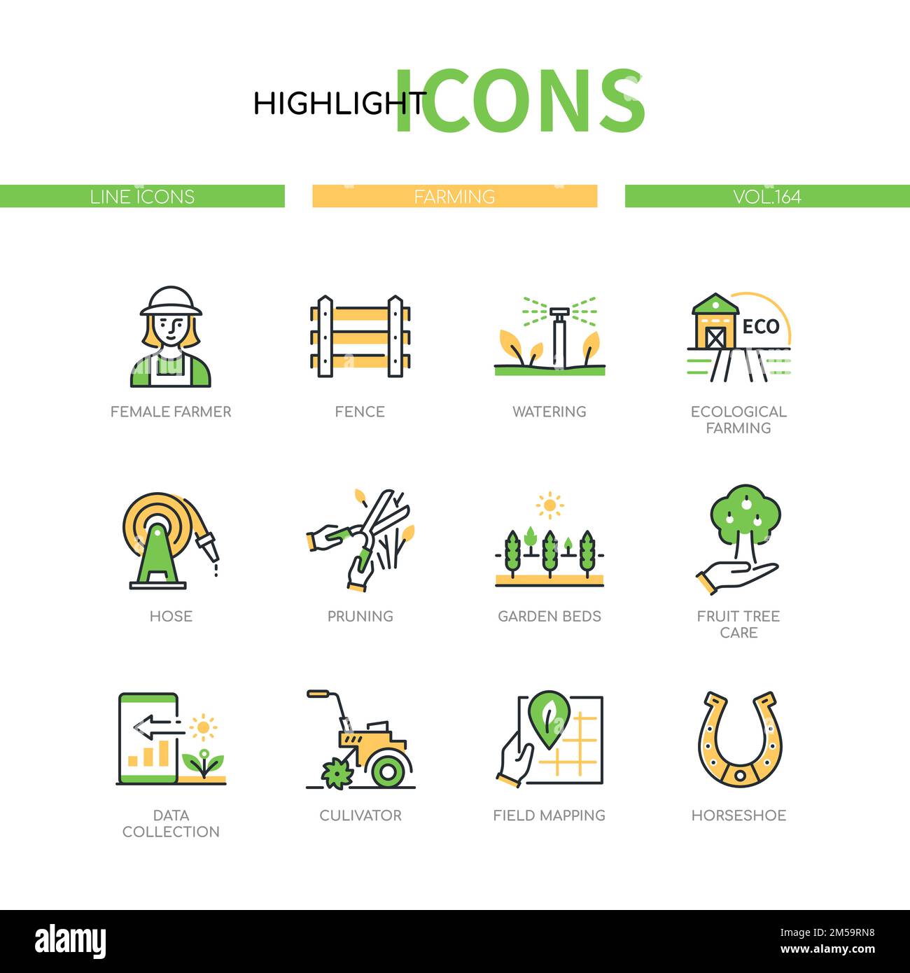 Farm and gardening - line design style icons set Stock Vector Image ...