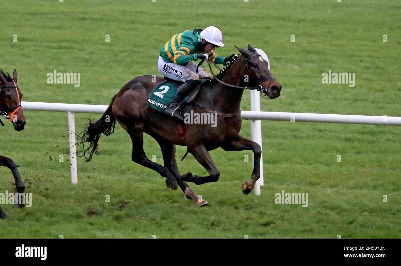 Fact To File ridden by Patrick Mullins wins The 'Paddy Power Flat One' INH Flat Race during day two of the Leopardstown Christmas Festival at Leopardstown Racecourse in Dublin, Ireland. Picture date: Tuesday December 27, 2022. Stock Photo