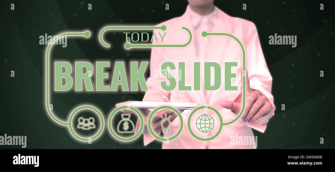 On Break Display Conceptual display Break Slide. Concept meaning a good cover slide for ...