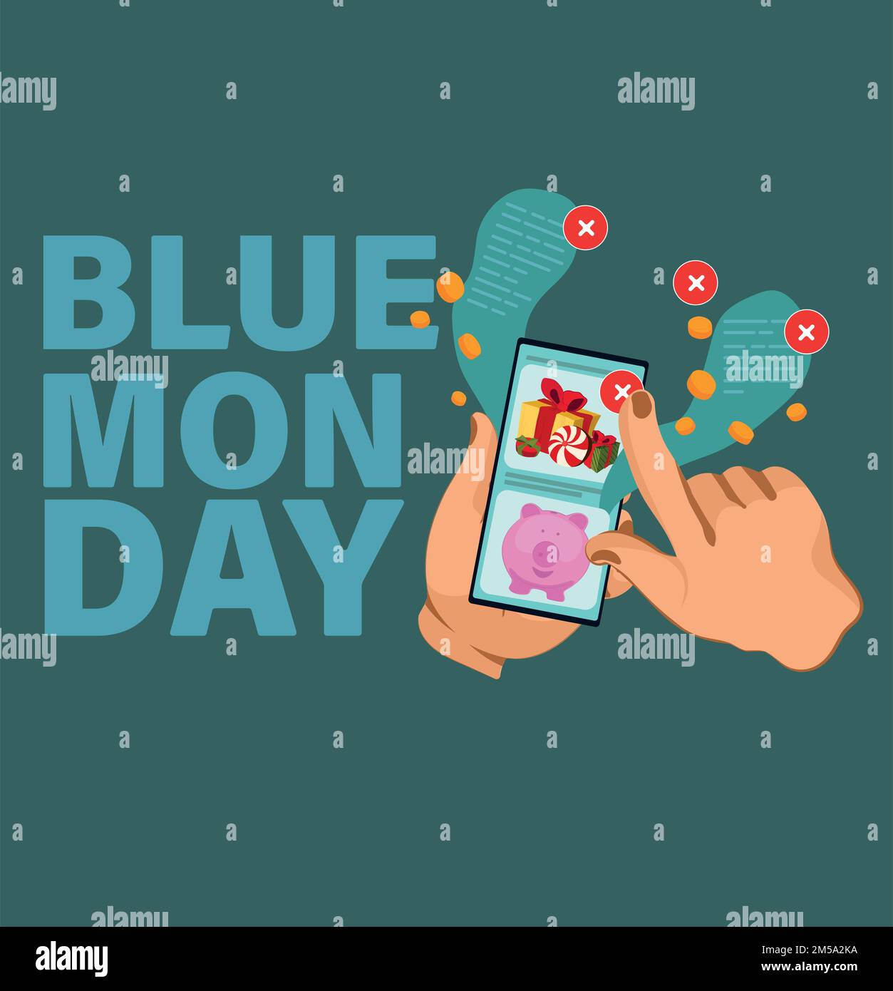 Blue Monday the most depressing day of the year explanation written with white text on a blue