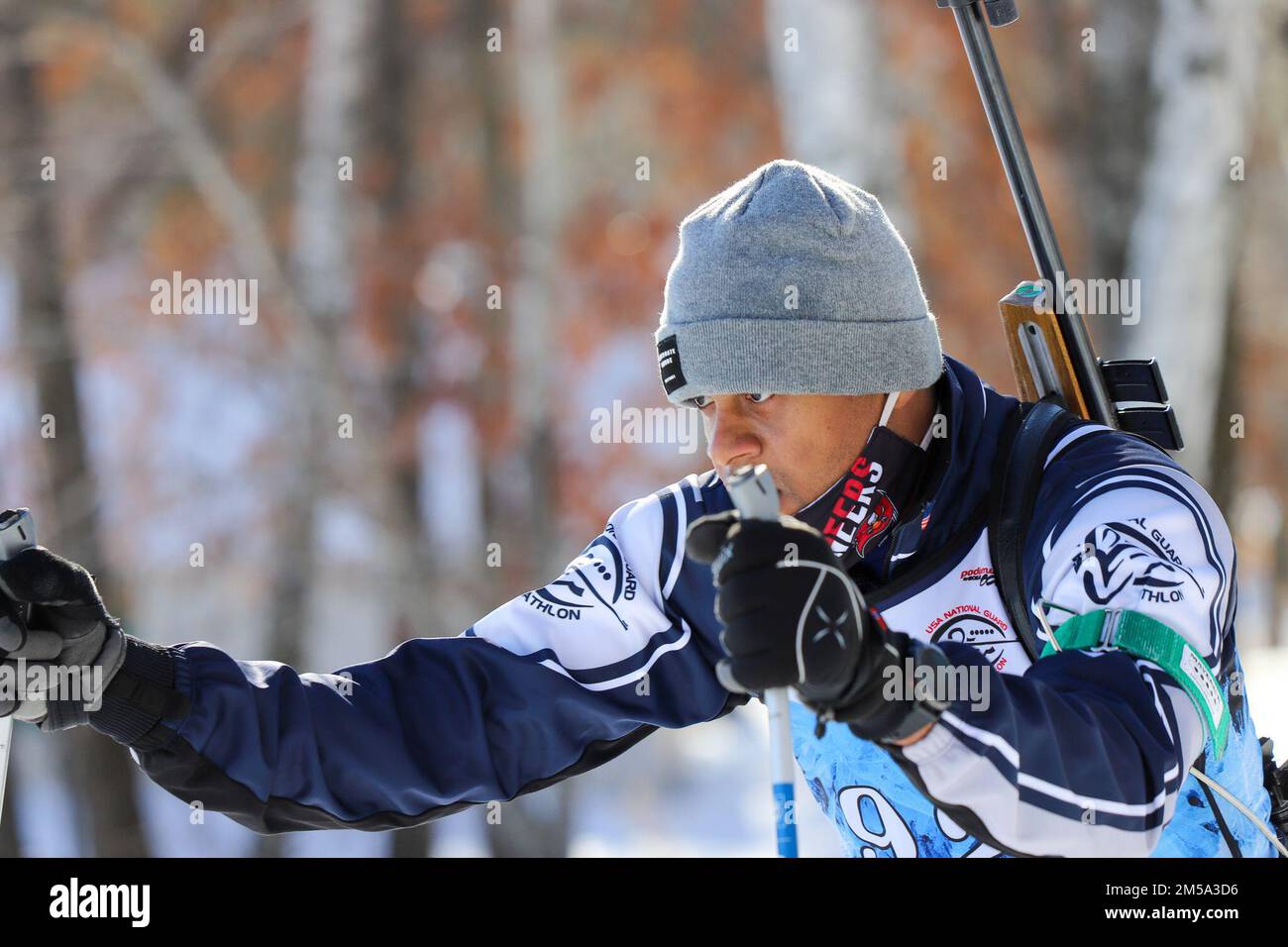 Virgin Islands Michael McDonald skis alongside competitors during the 2022 National Guard Bureau
