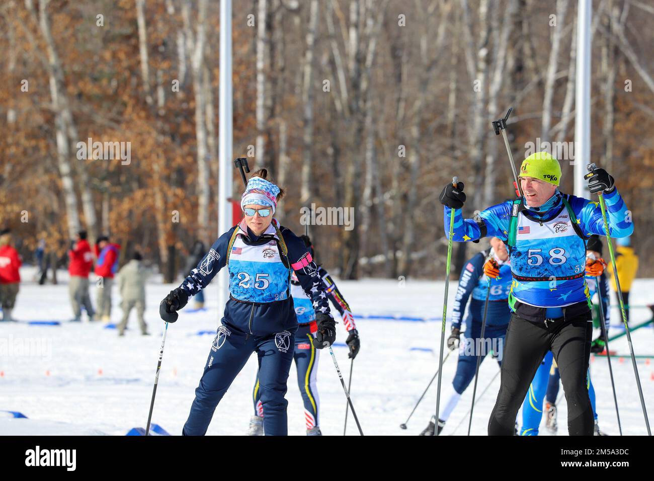 Virgin Islands Robin Saila (left) skis alongside competitors during the