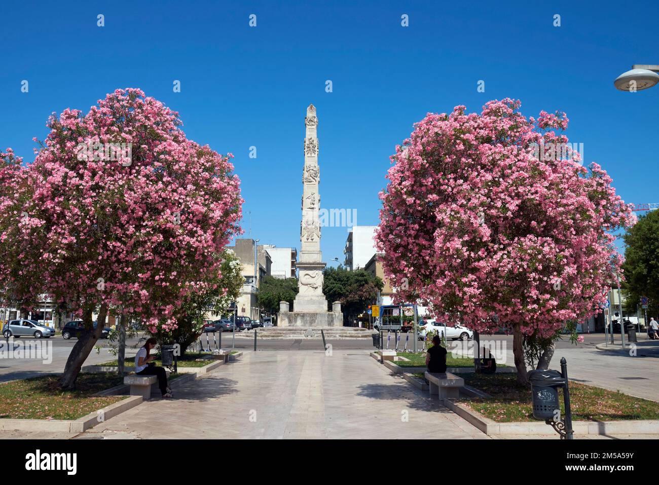 The Obelisco of Porta Napoli, Lecce, Apulia (Puglia), Southern Italy. Stock Photo