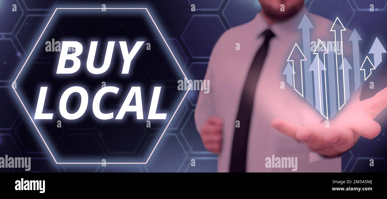 Conceptual display Buy Local. Business concept Patronizing products ...