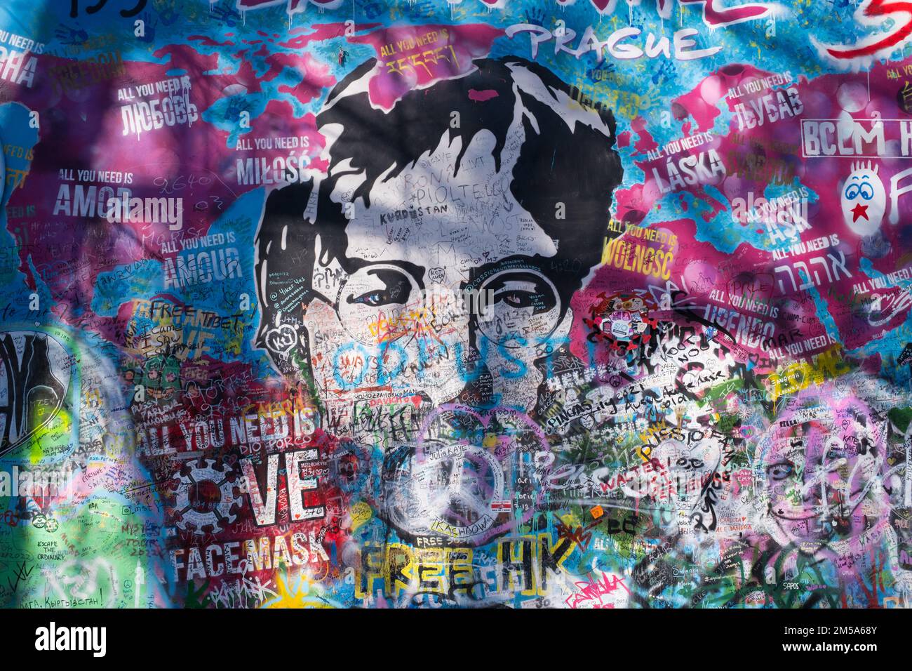 Graffiti of John Lennon, Prague Stock Photo