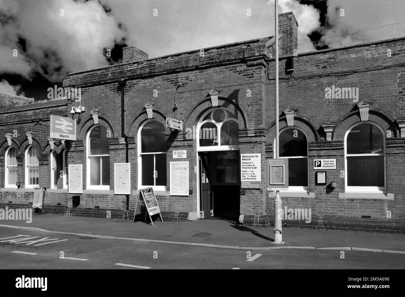The frontage of March railway station, Fenland, Cambridgeshire, England Stock Photo