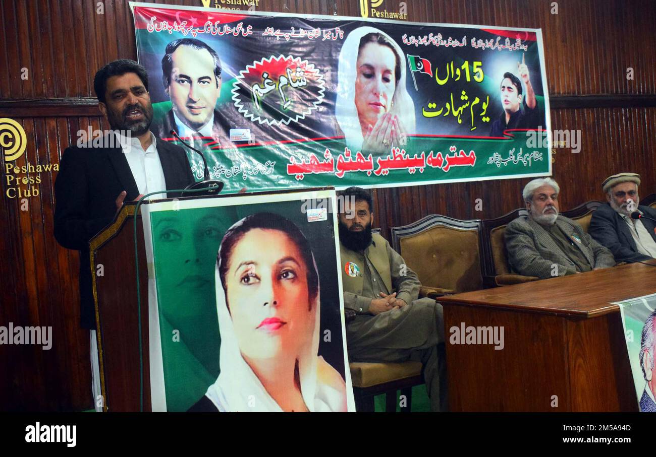 Peoples Party (PPP) Provincial Leader, Misbah Uddin addresses during a ...