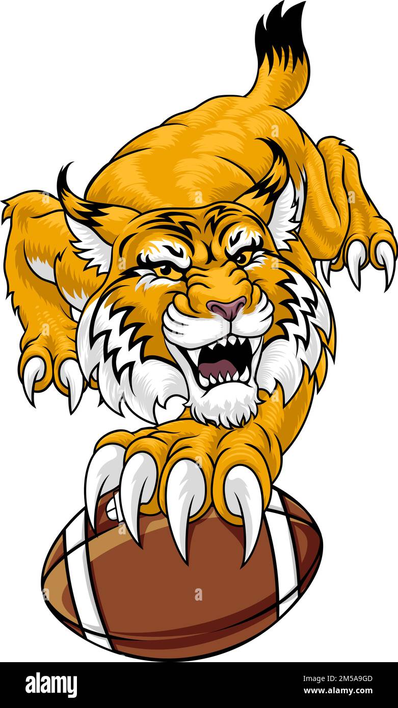 Wildcat Bobcat American Football Sport Team Mascot Stock Vector