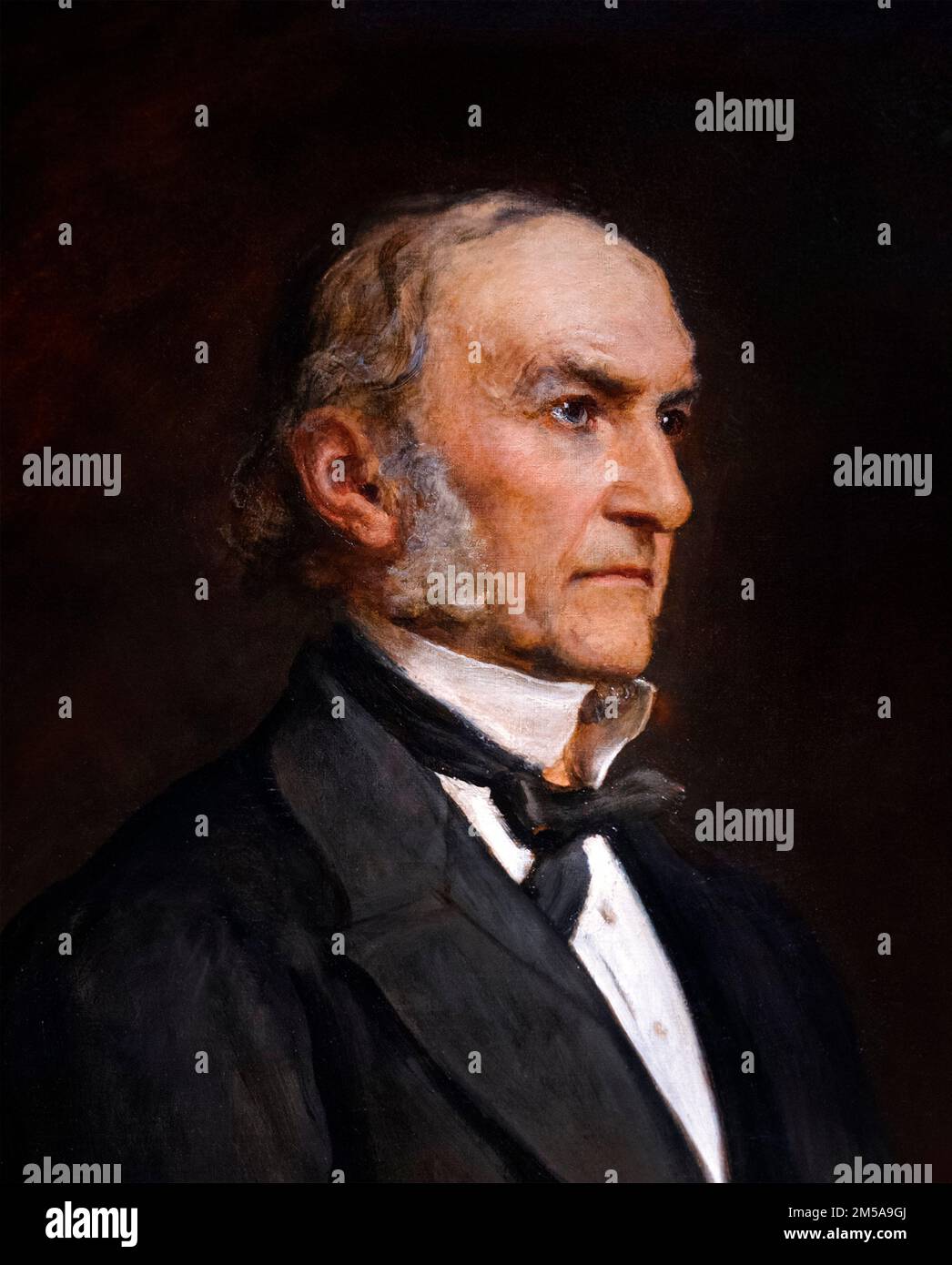 William Gladstone. Portrait of William Ewart Gladstone (1809-1898), a British Liberal politician who served as Prime Minister four separate times (1868–74, 1880–85, February–July 1886 and 1892–94). Painting by Sir John Everett Millais, oil on canvas, 1879. Stock Photo