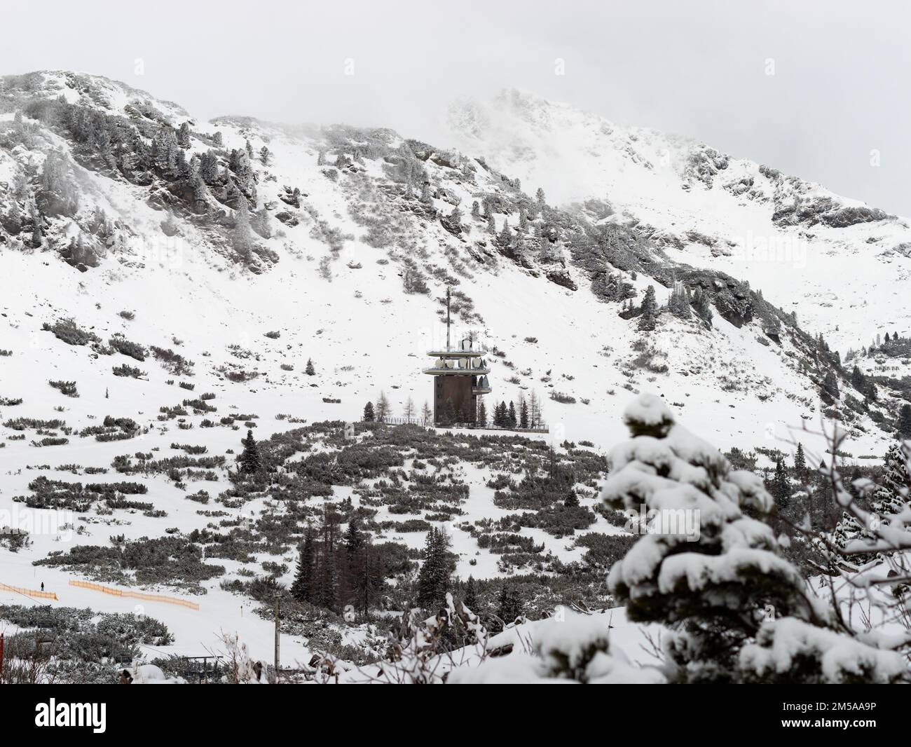 Building for signal transmission in the snowy mountains technical