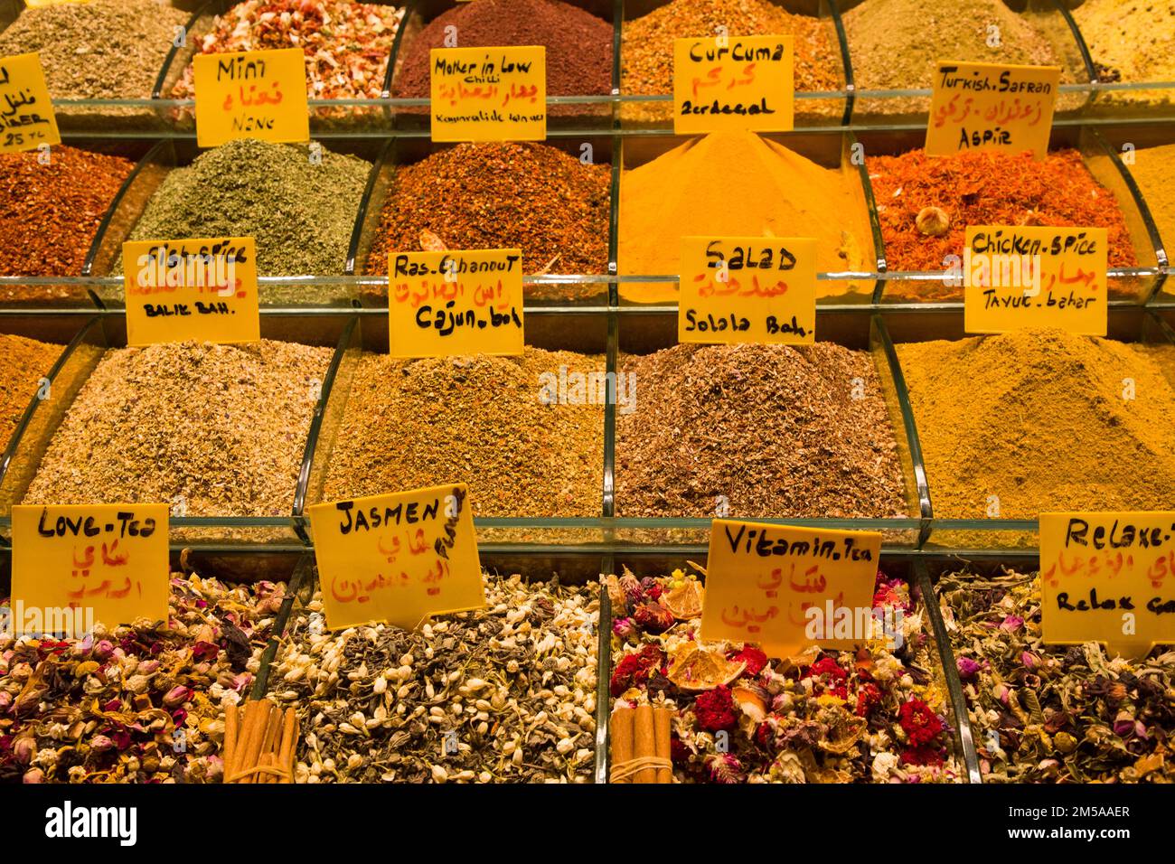 Spices for Sale, Spice Bazaar, Istanbul, Turkey Stock Photo