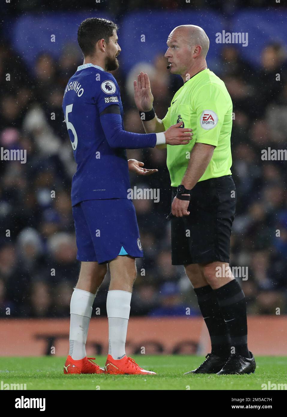 London, England, 27th December 2022. Jorginho of Chelsea appeals to ...