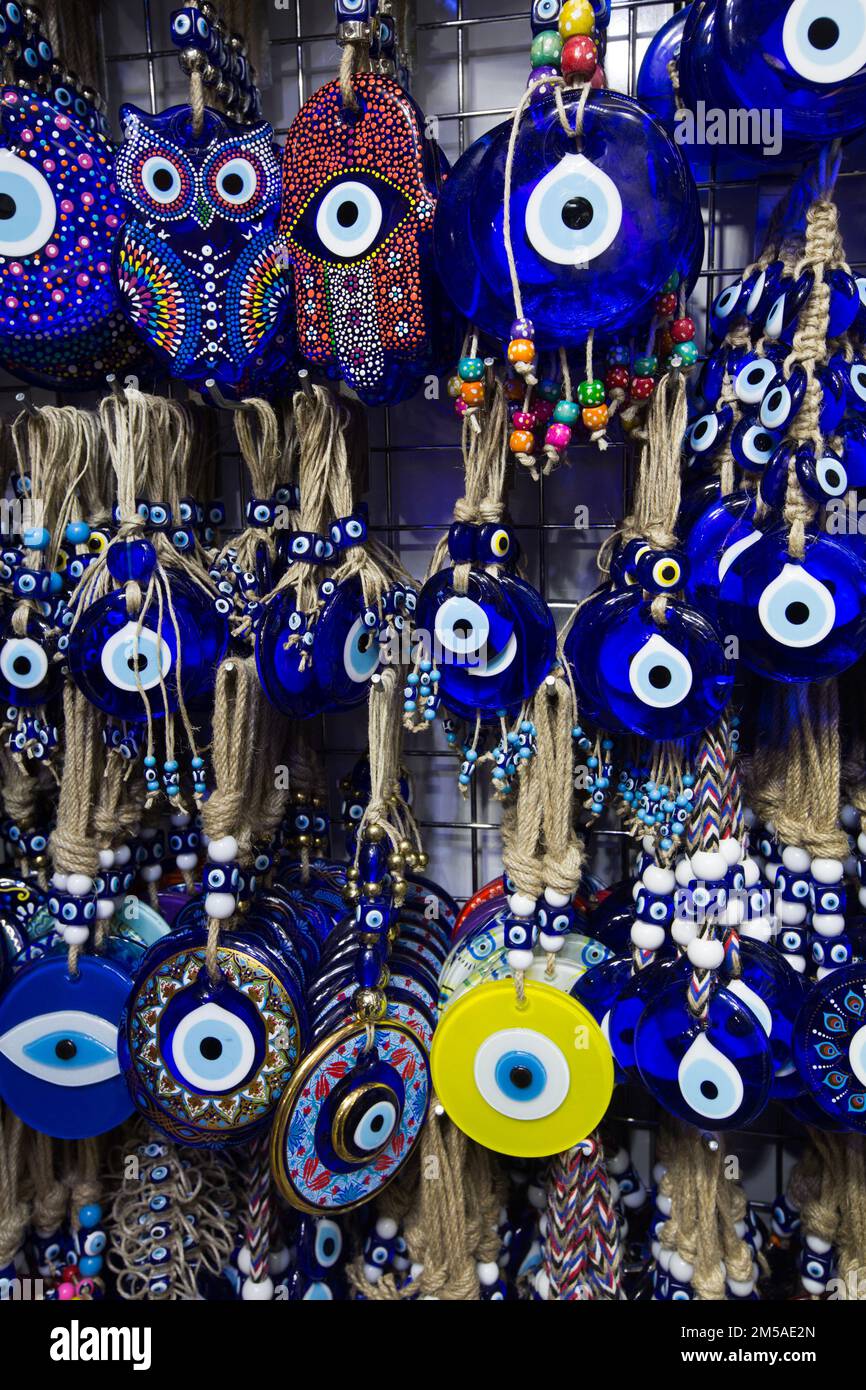 Evil Eyes (Nazar Boncuk) for sale, Grand Bazaar, Istanbul, Turkey Stock Photo