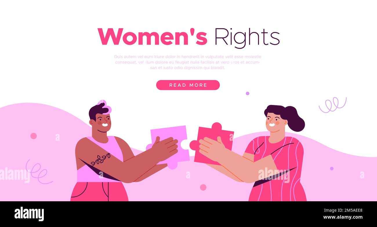 Women's Rights web template illustration of diverse woman friends ...