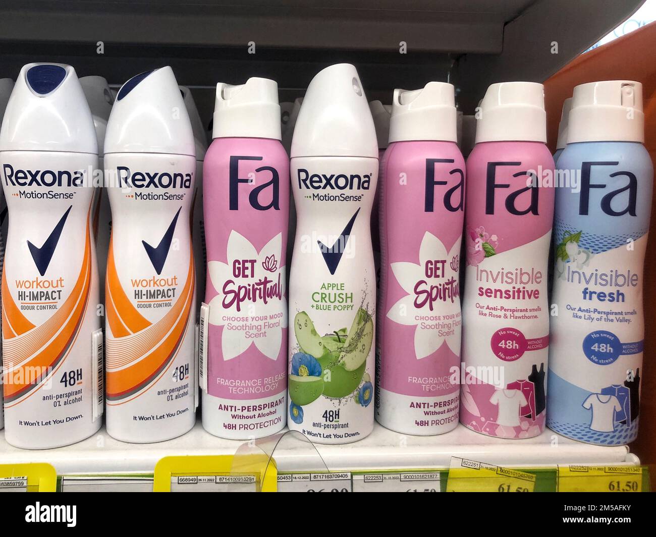 RIO DE JANEIRO, BRAZIL - DECEMBER 27, 2019: Rexona Deodorant Bottles on the  Brazilian Supermarket Shelf. it is a Brand of Hygiene Editorial Stock Image  - Image of cosmetic, freshness: 167905579