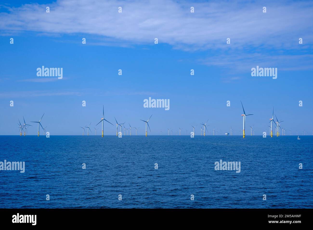 Large offshore wind farm in the Baltic Sea between Rügen, Germany, and