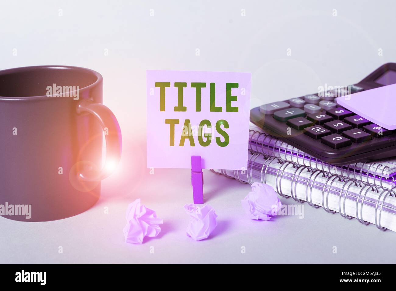 Text caption presenting Title Tags, Business showcase the HTML element ...