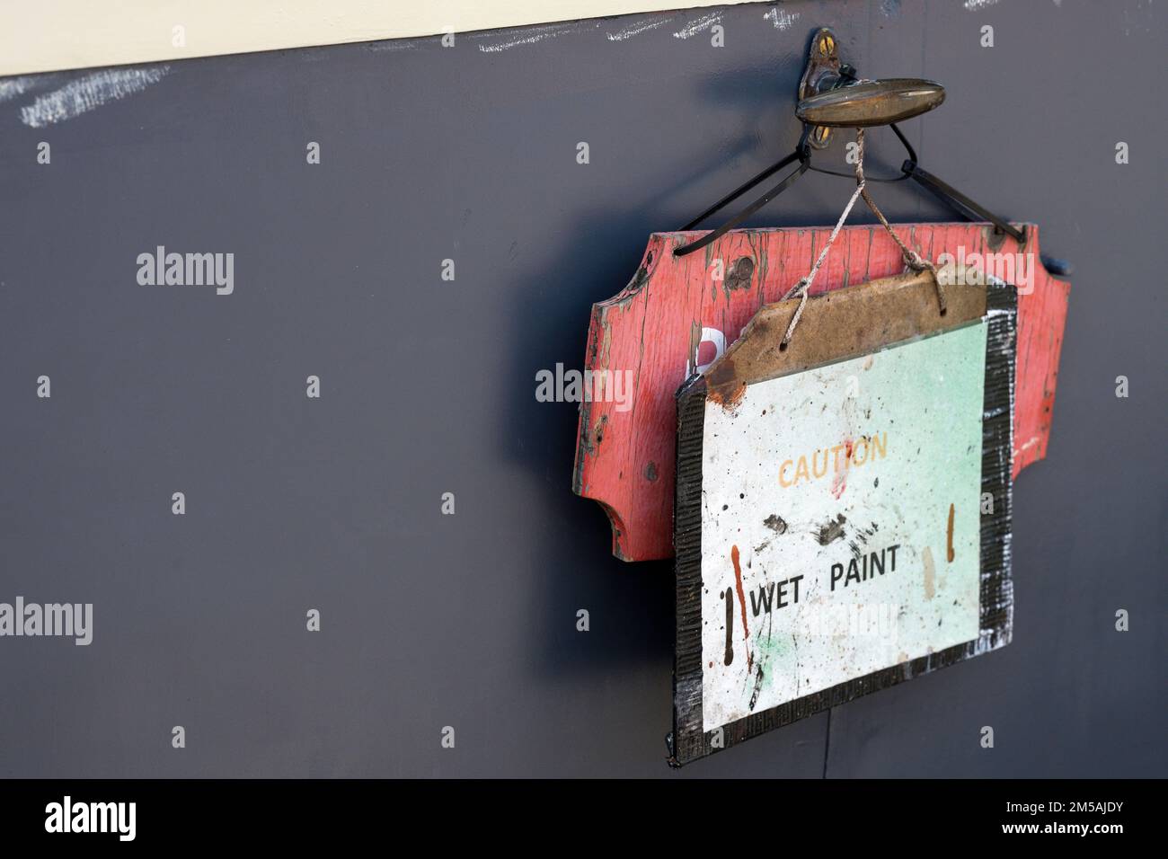 Wet Paint Board Stock Photo Alamy
