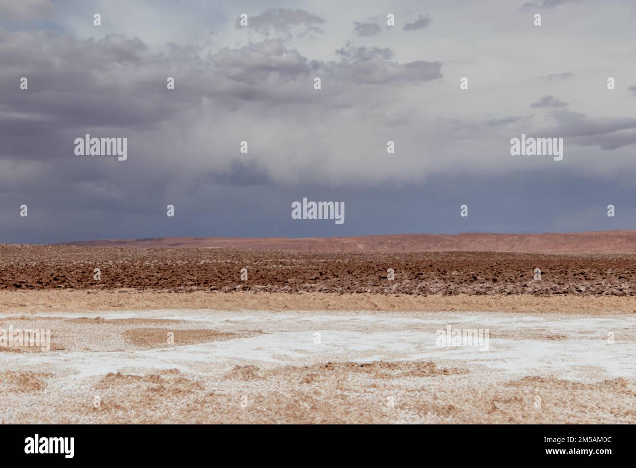 Salt dry infinite field of Atacama Desert in Chile, the driest desert