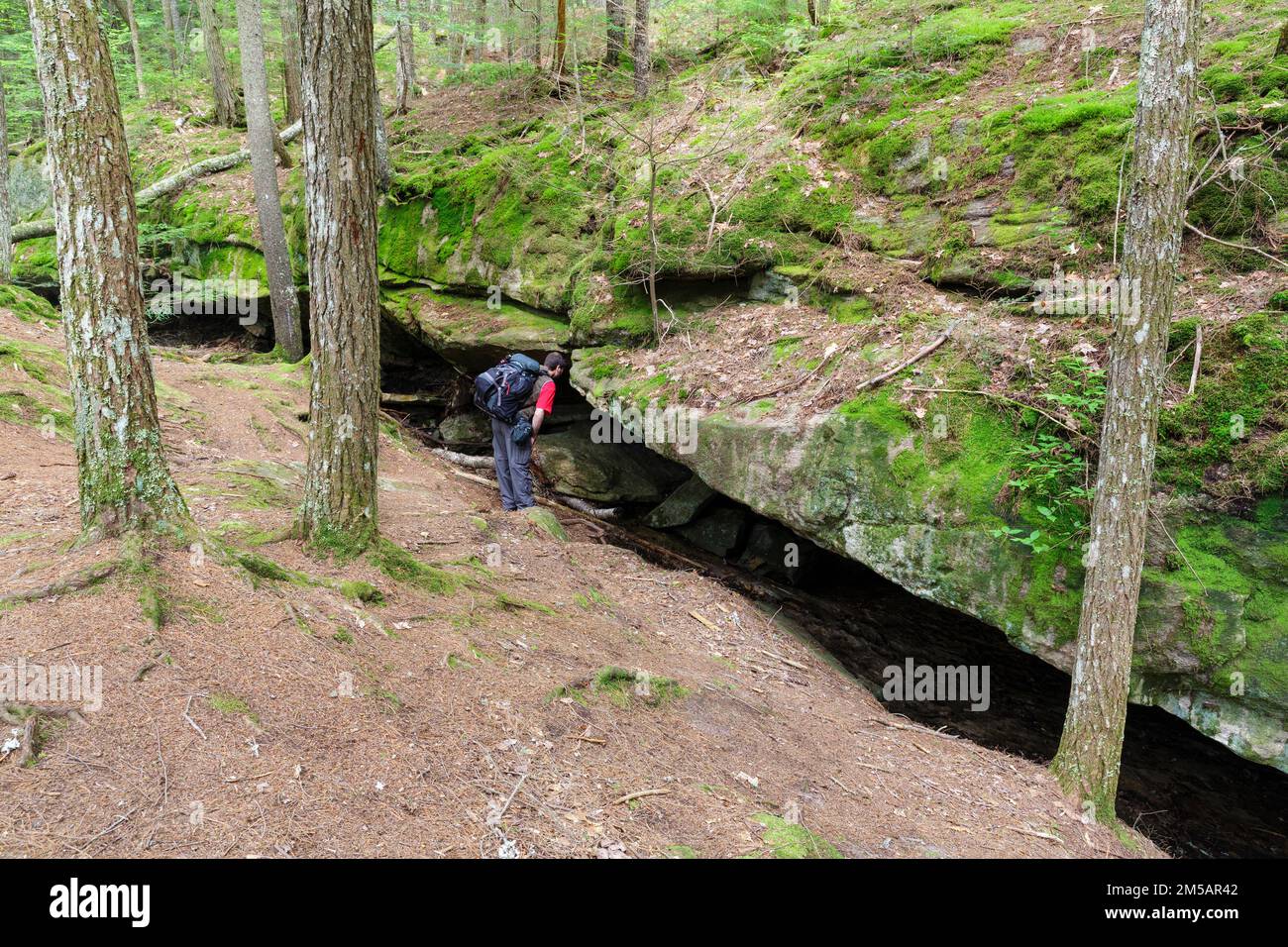 Cow Cave along the Bearcamp River Trail in Sandwich, New Hampshire