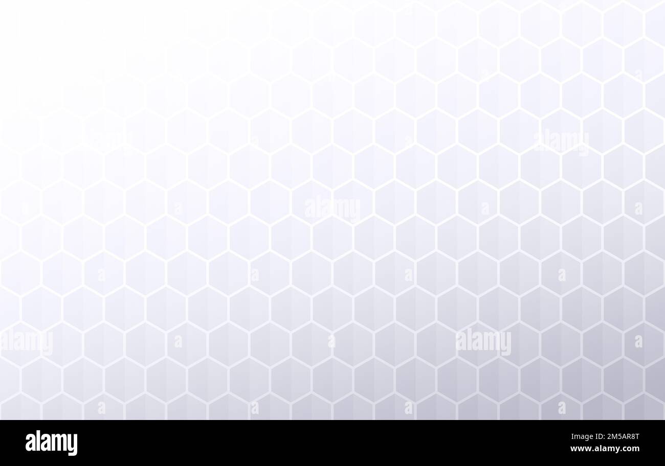 Pattern of gray geometric 3d hexagons or cube shapes on white. Abstract high resolution full frame background with light effect. Copy space. Stock Photo