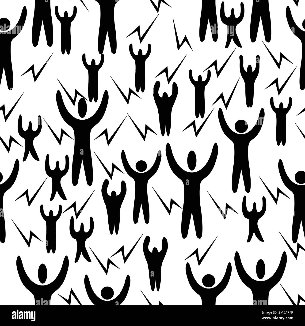 black people icons with raised hands seamless pattern; vector illustration Stock Vector