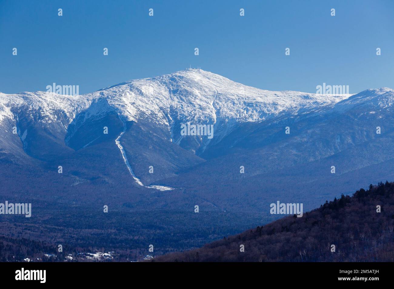 Mount Washington covered in snow from North Sugarloaf Mountain in