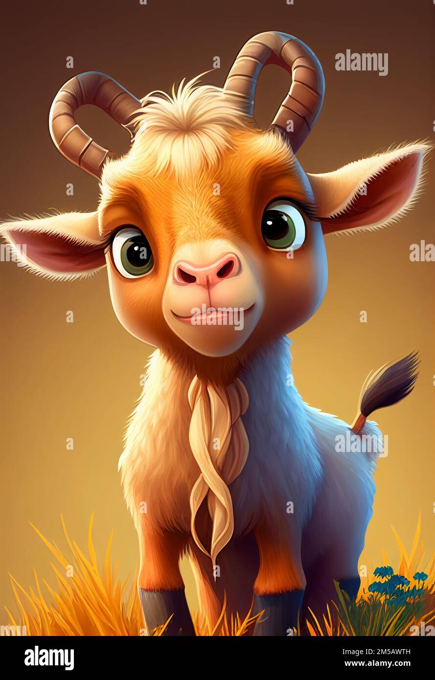 Happy Cute funny goat, cartoon digital illustration Stock Photo Alamy