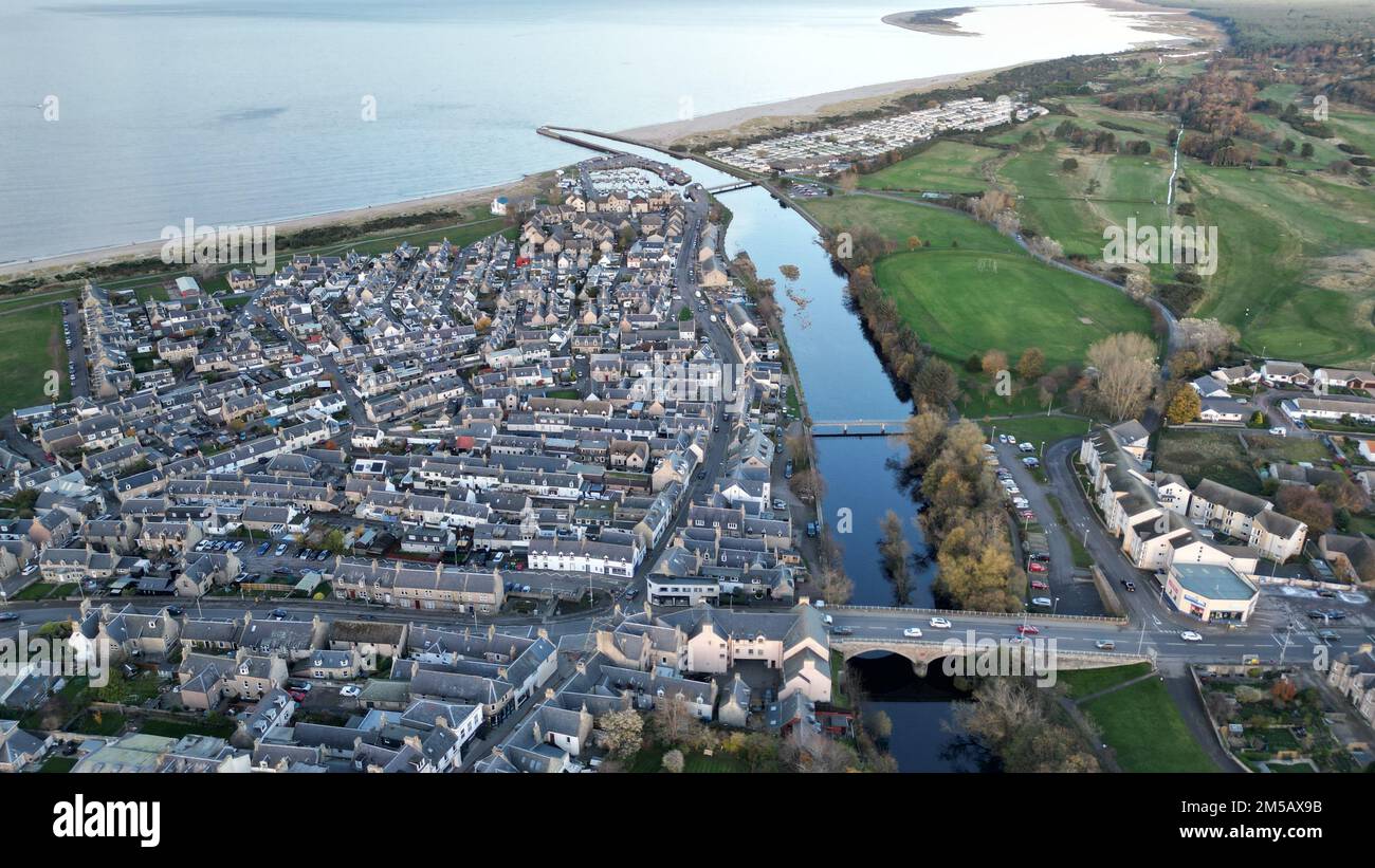 An aerial shot of Nairn town in Scotland Stock Photo Alamy