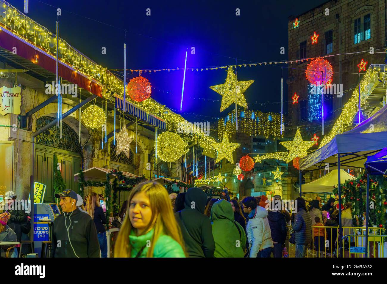 Jerusalem, Israel December 24, 2022 Christmas eve scene in the