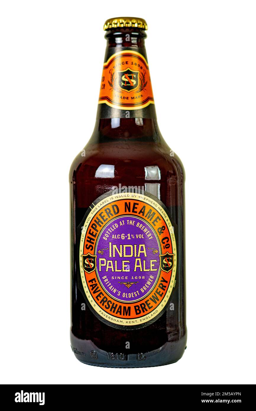 Shepherd Neame Brewery India Pale Ale beer bottle current 2022. ABV