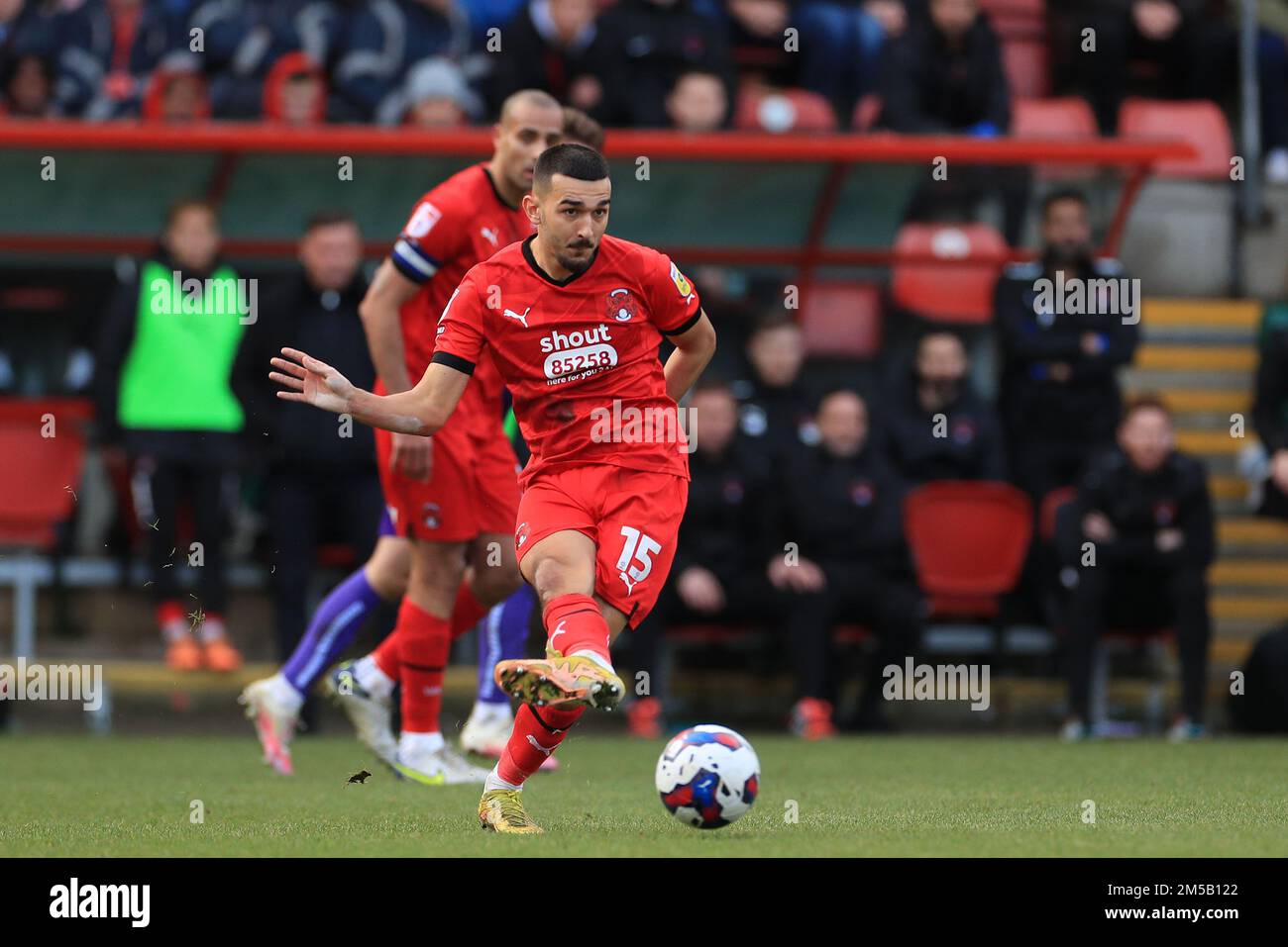 London, UK. 27th Dec, 2022. Idris El Mizouni of Leyton Orient passing the ball during the EFL Sky Bet League 2 match between Leyton Orient and Stevenage at the Matchroom Stadium, London, England on 27 December 2022. Photo by Carlton Myrie. Editorial use only, license required for commercial use. No use in betting, games or a single club/league/player publications. Credit: UK Sports Pics Ltd/Alamy Live News Stock Photo