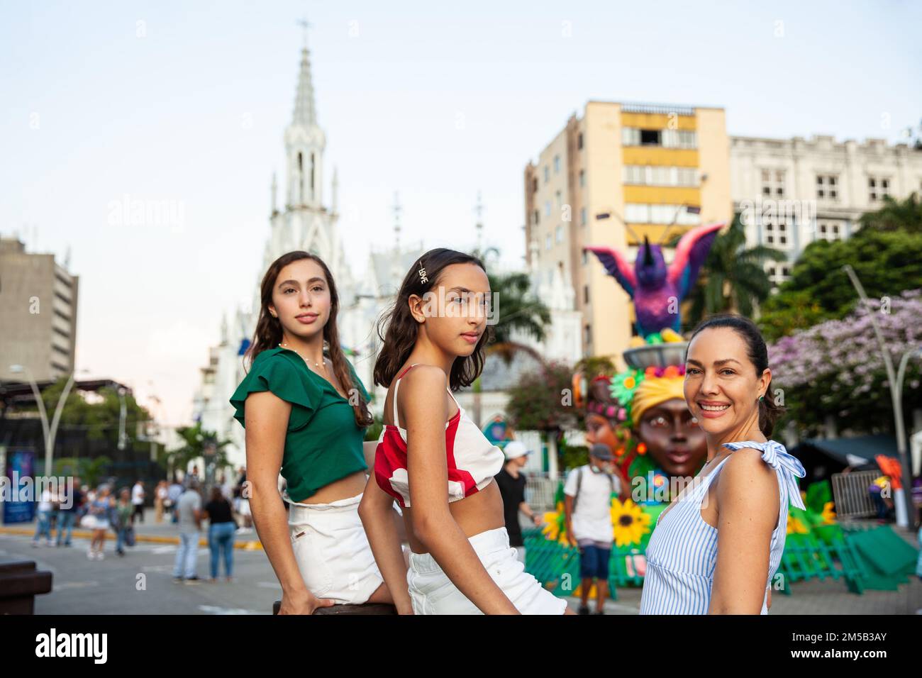 CALI, COLOMBIA - DECEMBER, 2022: Tourists at the River Boulevard