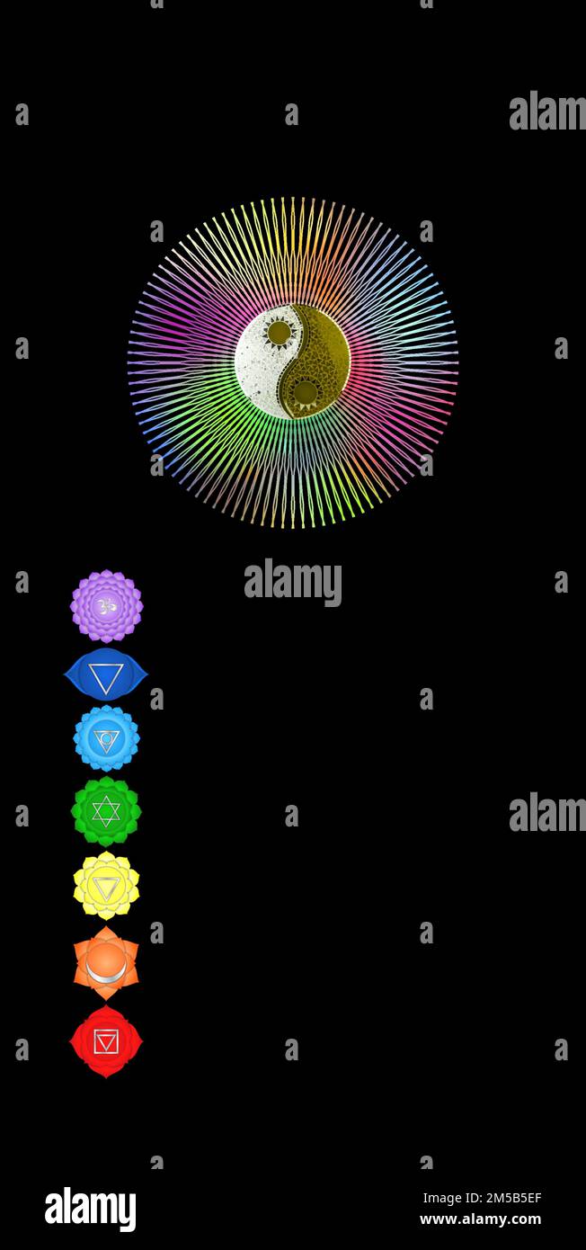 Chakra symbols and sacred geometry symbols isolated on color background ...