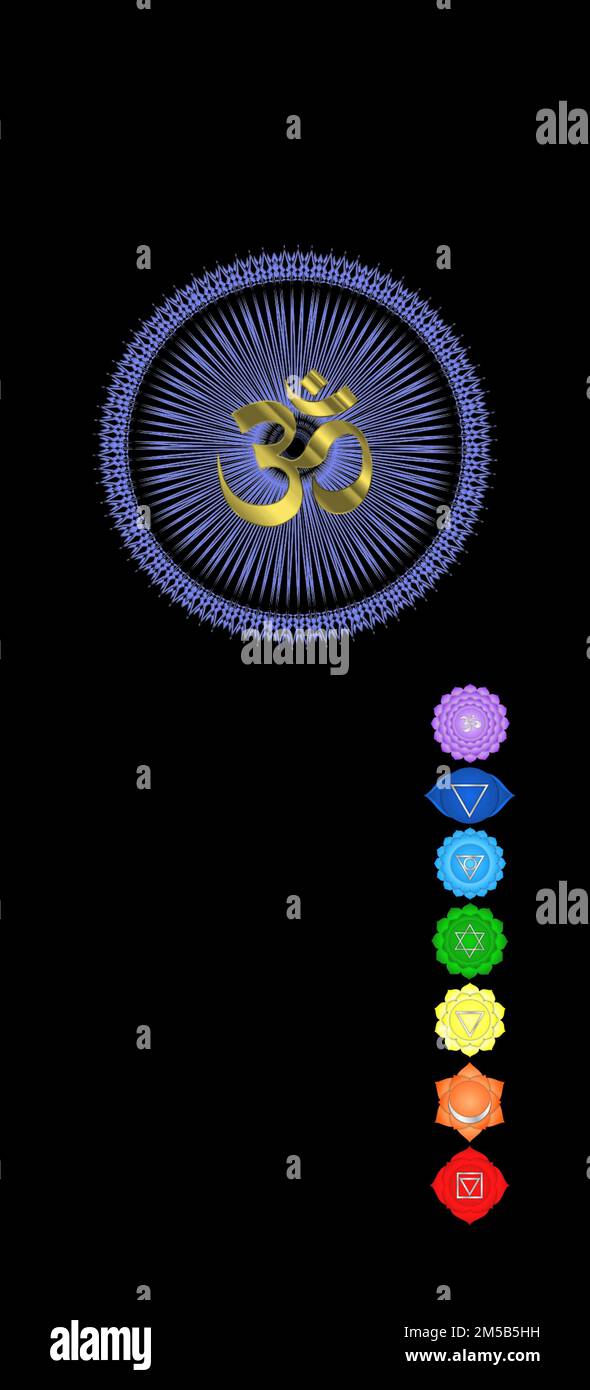 Chakra symbols and sacred geometry symbols isolated on color background ...