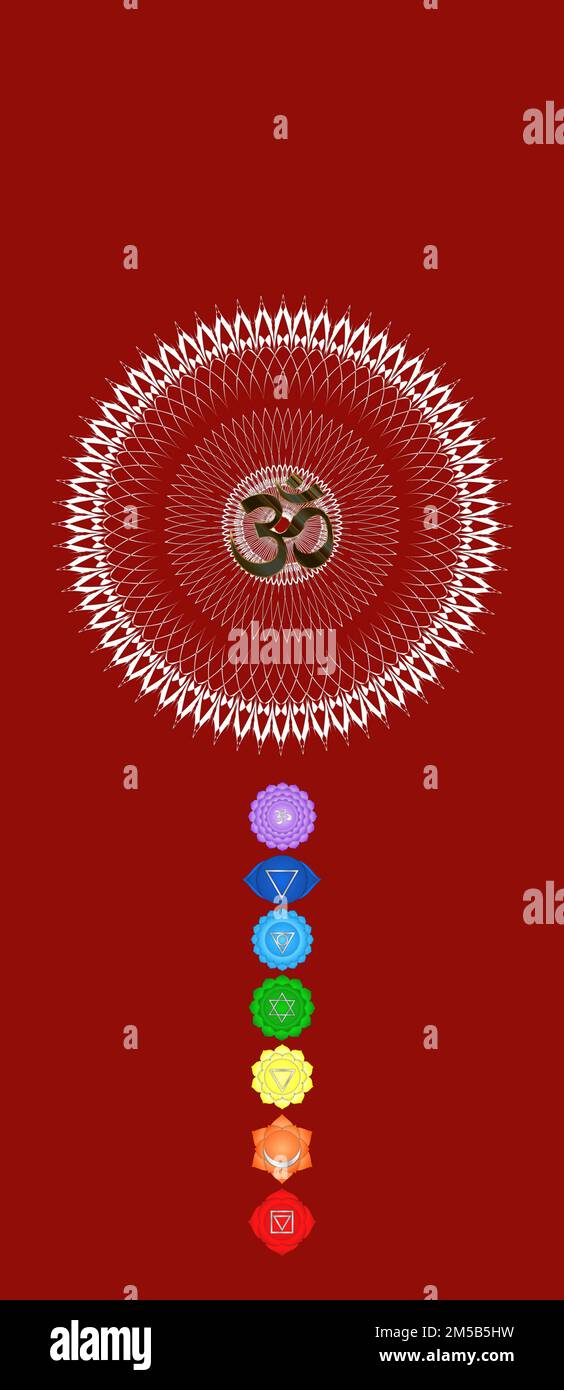 Chakra symbols and sacred geometry symbols isolated on color background ...