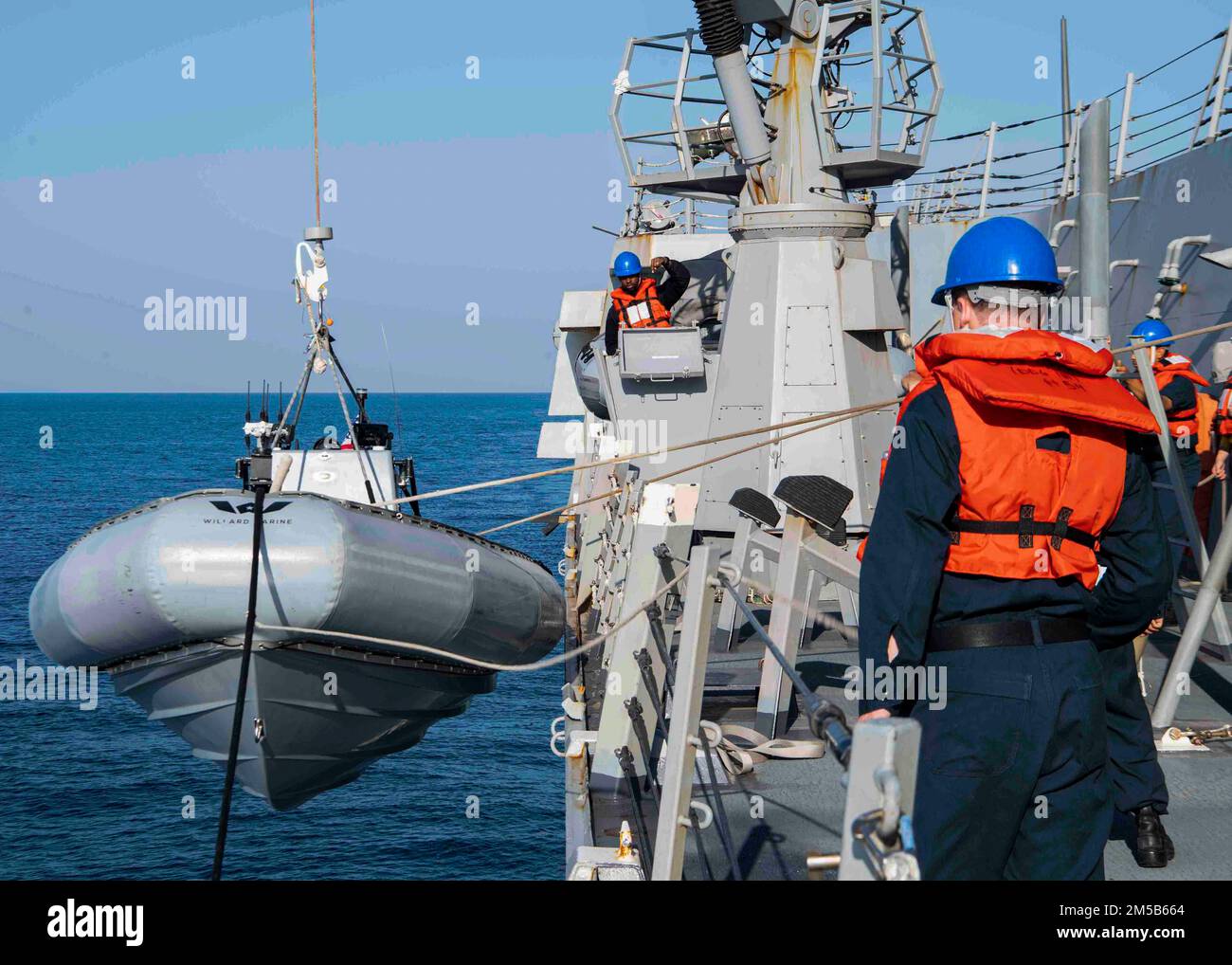 GULF OF OMAN (Feb. 18, 2022) Sailors assigned to guided-missile ...