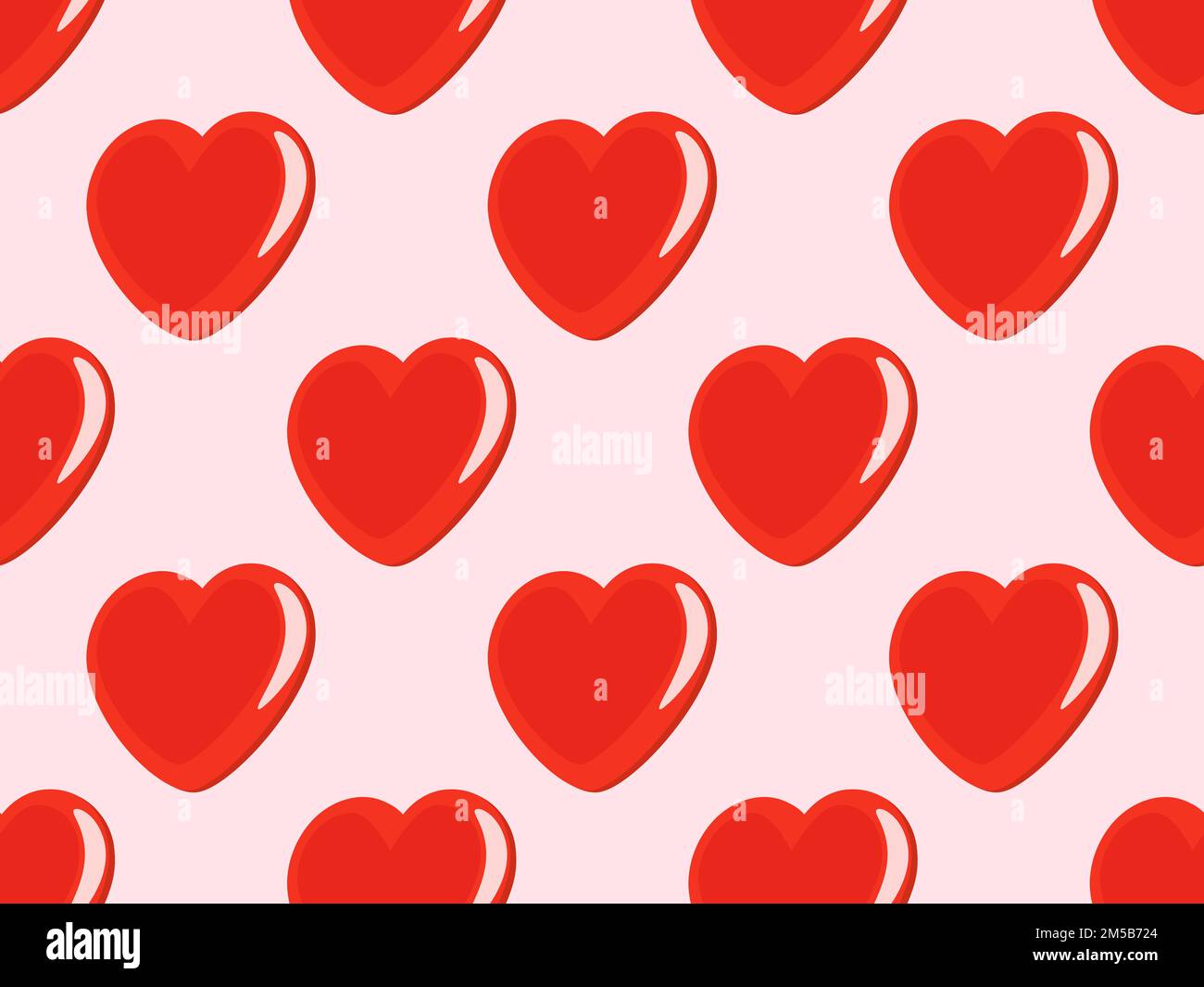 Red 3d heart seamless pattern. Isometric hearts with glitter. Happy Valentine's Day. Festive design for print, posters and wrapping paper. Vector illu Stock Vector