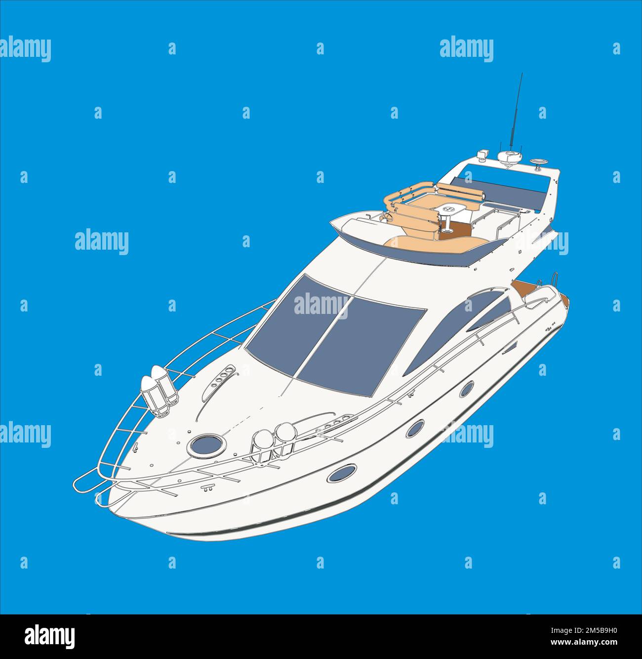 Yacht Boat Drawing Look Like Paint Vector. Illustration Isolated On