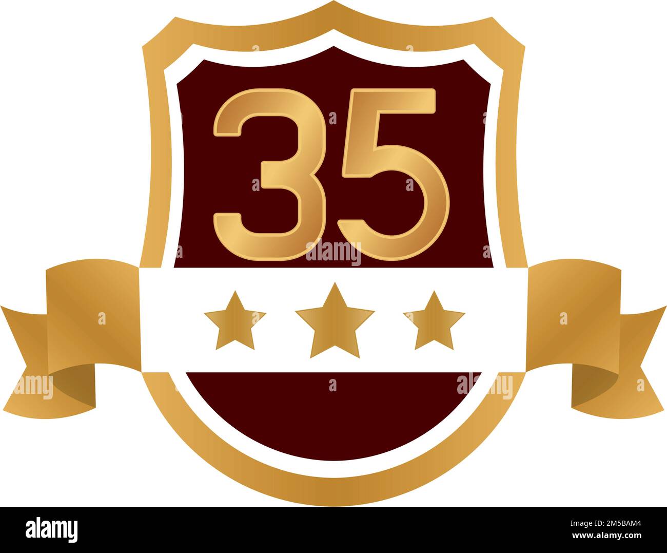 golden badge with number thirtyfive Stock Vector
