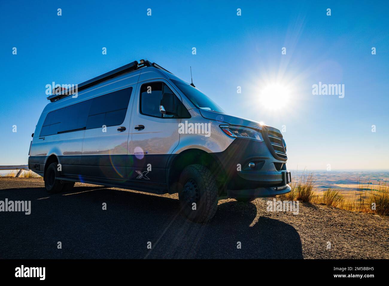 Airstream Interstate 24X 4WD campervan; Palouse agricultural region; Washington; USA Stock Photo