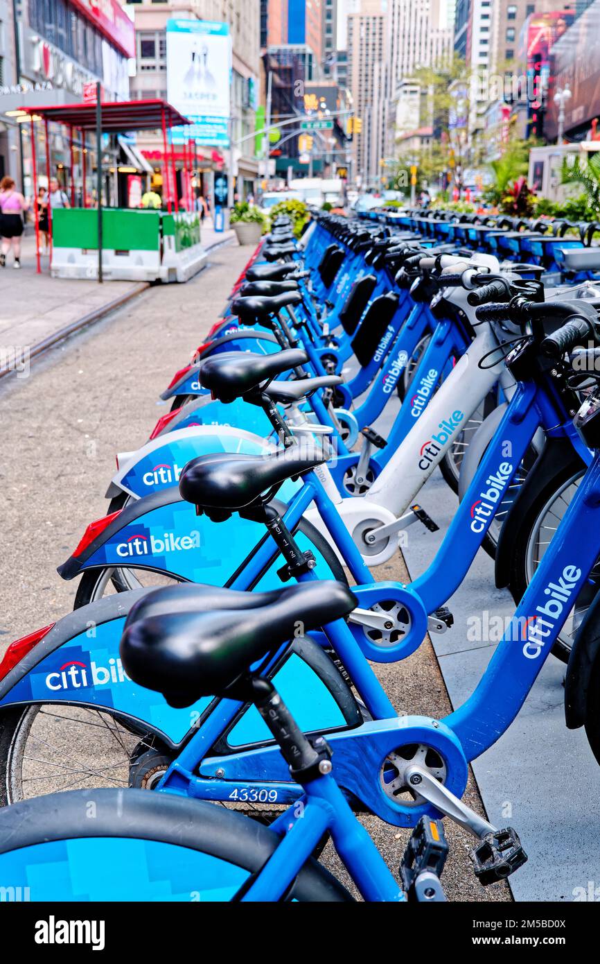 Blue Rental Bikes in New York City Stock Photo - Alamy