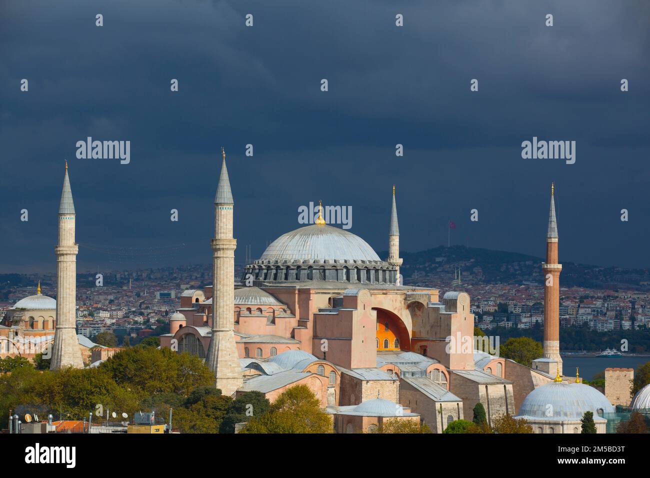 Approaching Storm, Hagia Sophia Grand Mosque, 360 AD, UNESCO World Heritage Site, Istanbul, Turkey Stock Photo