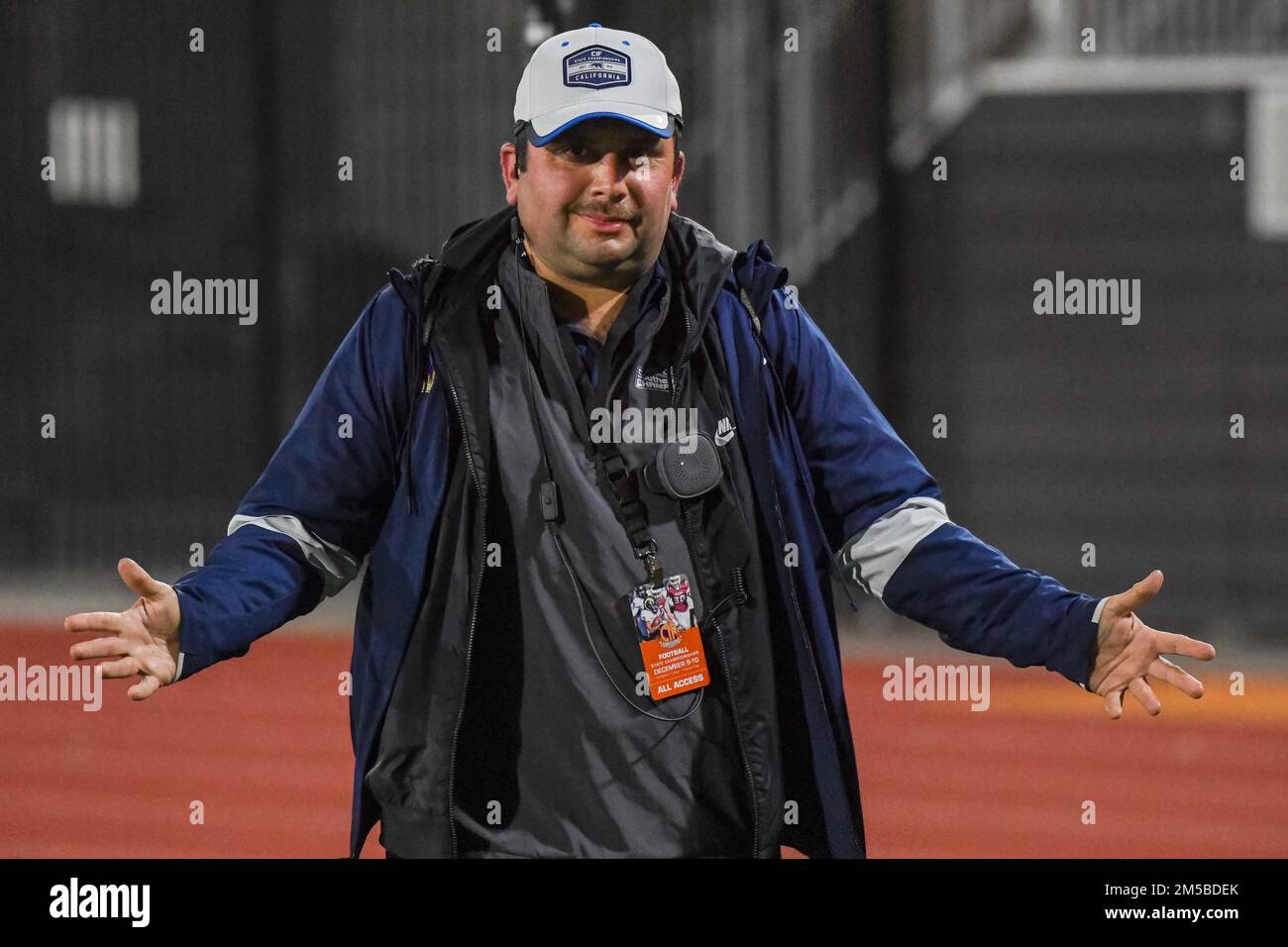 CIF Southern Section assistant Stephen Morales works the 2022 CIF Open Division high school football state championship game Saturday, Dec. 10, 2022 i Stock Photo