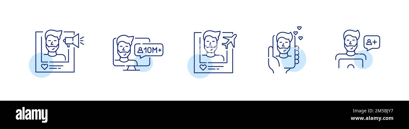 Social media blogger. Pixel perfect, editable stroke line icons Stock ...