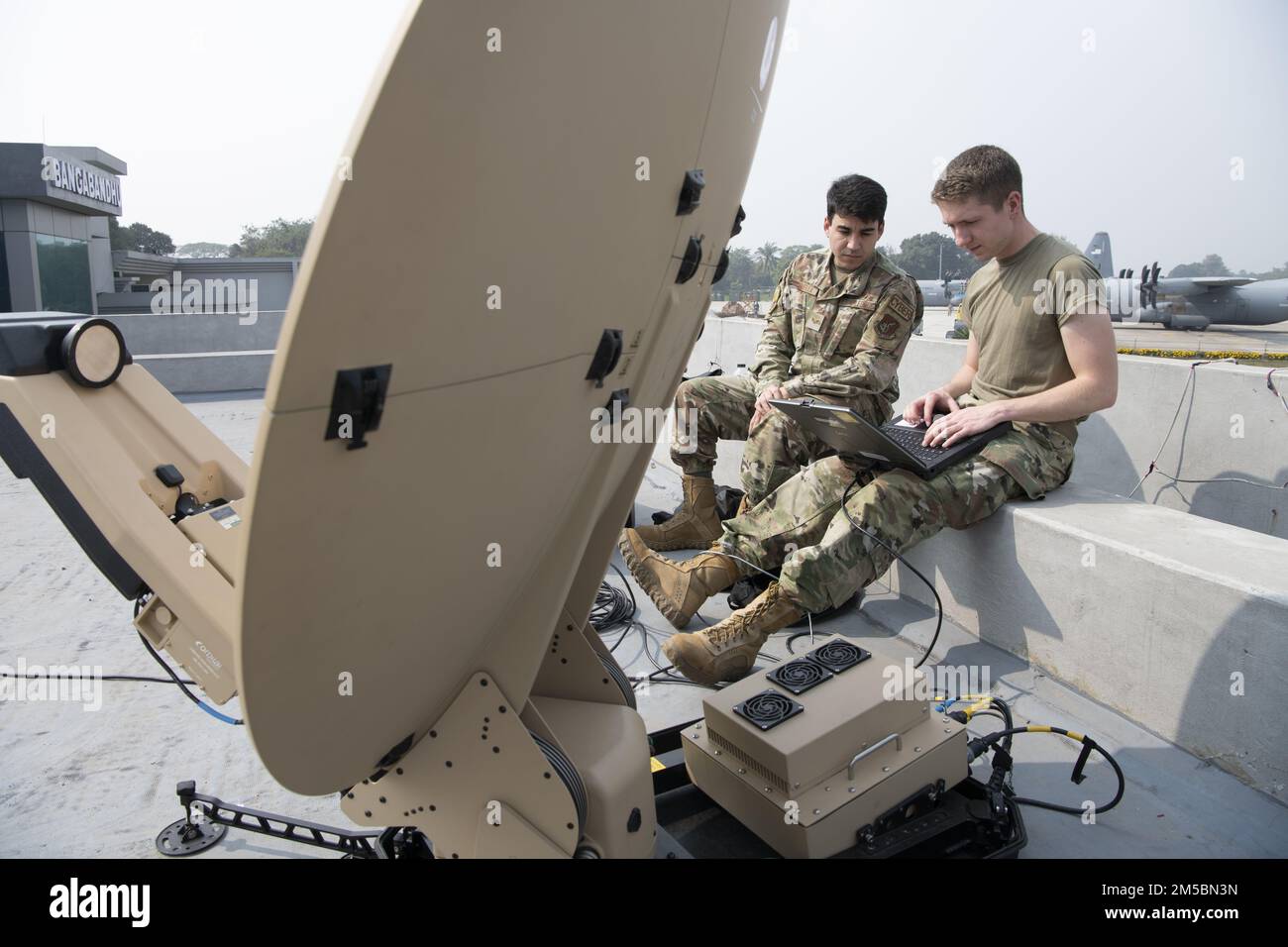 U.S. Air Force Senior Airman Bryan Gonnella, left, 36th Expeditionary