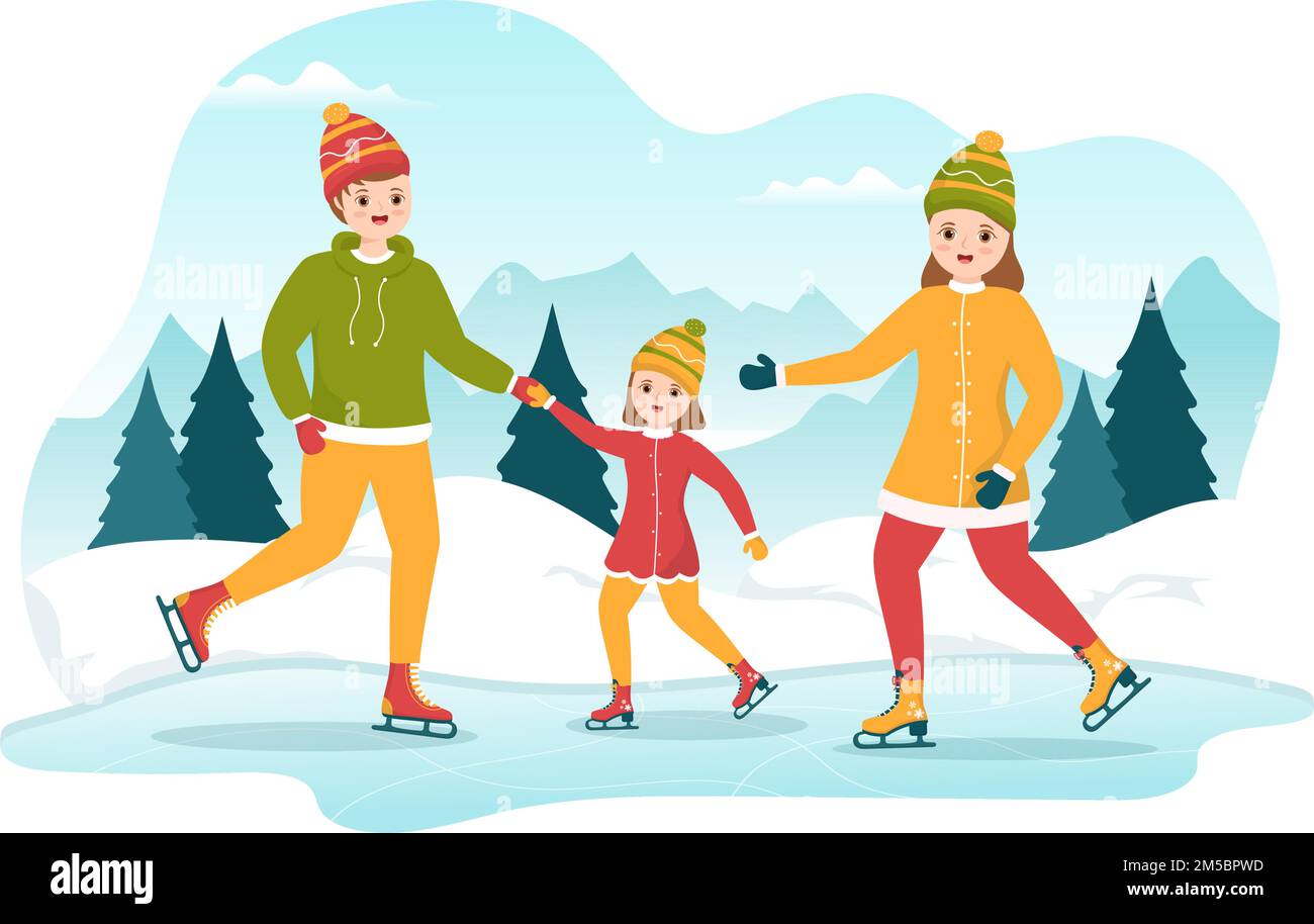 Men, Women and Kids Skating on Ice Rink Wearing Winter Clothes for Outdoor  Activity in Flat Cartoon Hand Drawn Templates Illustration Stock Vector  Image & Art - Alamy