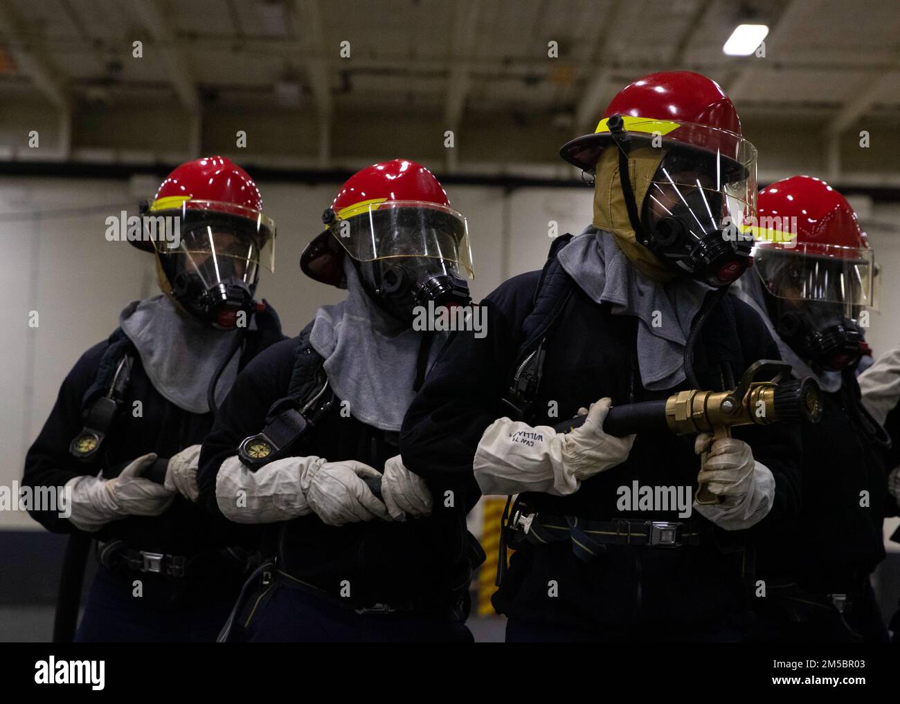 Sailors assigned to USS Gerald R. Ford’s (CVN 78) air department, fight