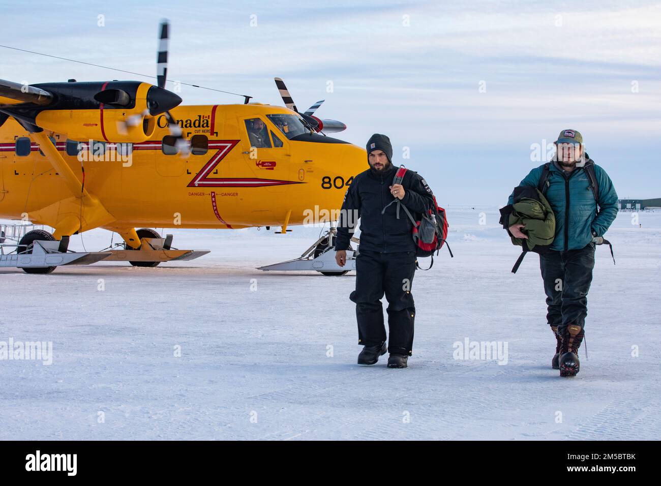 PRUDHOE BAY, ALASKA (Feb. 24, 2022) Matt Pesce, left, from Arctic