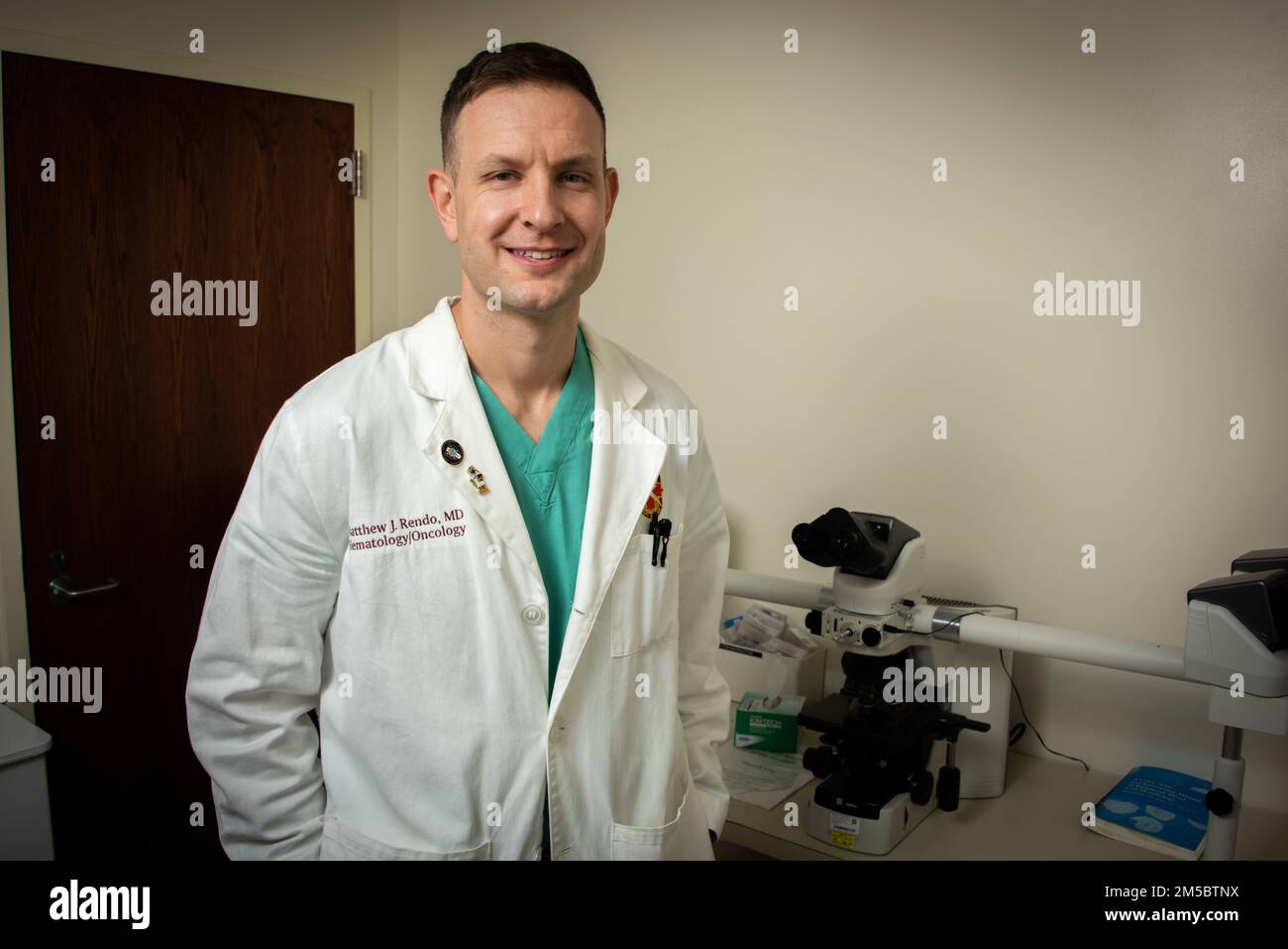 Air Force Capt. (Dr.) Matthew Rendo is the Chief Hematology and Oncology Fellow at Brooke Army Medical Center, Fort Sam Houston, Texas. Hailing from Kansas City, Missouri, Rendo has been with Team BAMC for more than five years and is spearheading the largest DOD study assessing the impact of chemotherapy and immunotherapies on the efficacy of COVID-19 vaccination in patients with cancer. Stock Photo